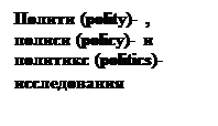 :  (polity)- ,   (policy)-  c (politics)- 
